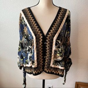 Free People Black Catch Me If You Can Peasant Blouse